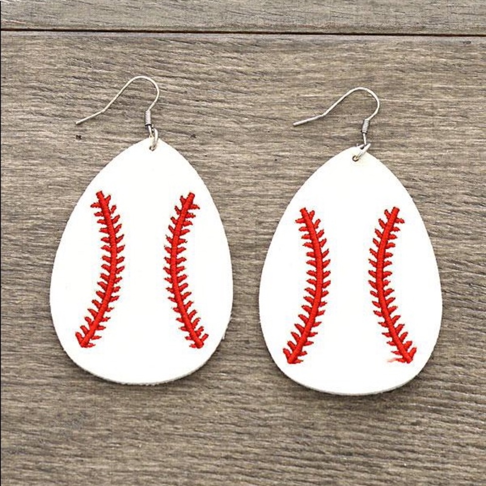 Hanging baseball earrings